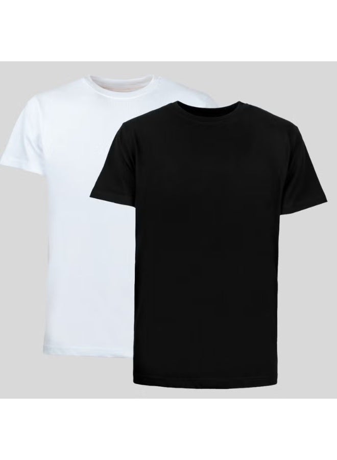 Four Man 2 Pieces Men's 100% Cotton Standard Pattern Non-Wrinkle Plain Color Basic T-Shirt - Image 4